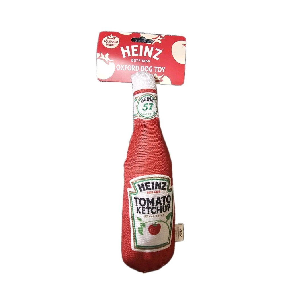 Heinz Tomato Ketchup Oxford Squeaky Fabric Stuffed Toy for Dogs Dog Toy NWT
